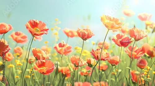 Field of flowers background, floral wallpaper © Markus