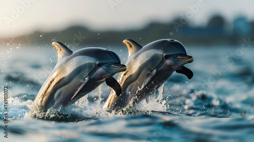 Dolphin Jumps Amidst Aquatic Life © EwaStudio
