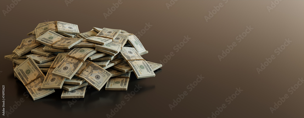 © RocknRoller Studios - Stack of Banknote Bundles. Banking Banner with Twenty Dollar Bills and copy-space. © RocknRoller Studios - Stack of Banknote Bundles. Banking Banner with Twenty Dollar Bills and copy-space.