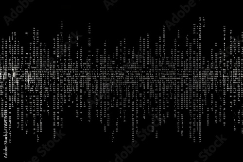 Binary code  frontal view  screen  solid black background  tech technology letters Pure black background with blank copy space for text or photo backdrop