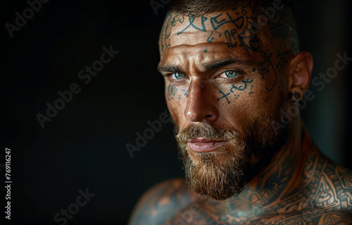 Man with face tattoos