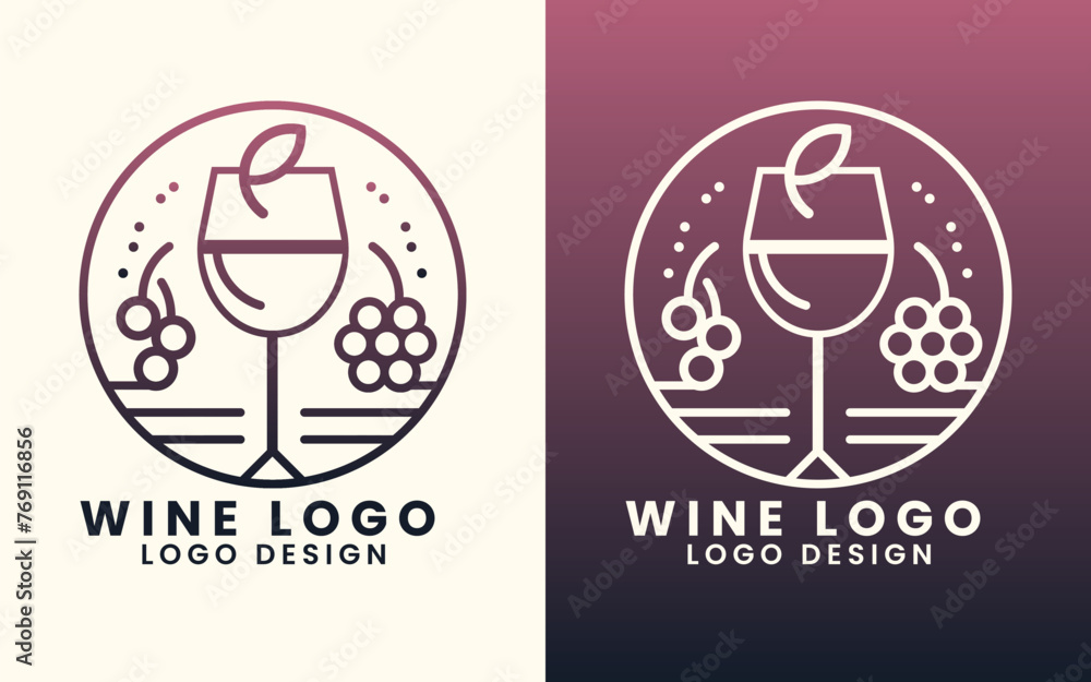 Wine glass bottle vector illustration logo for a wine shop or restaurant and bar Wine glass bottle vector illustration logo for a wine shop or restaurant and bar