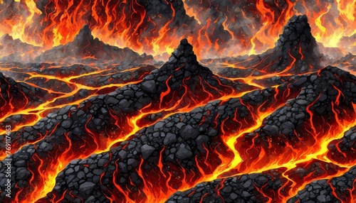 Hellfire Hues: Seamless Lava Texture Background for Intense Scenes