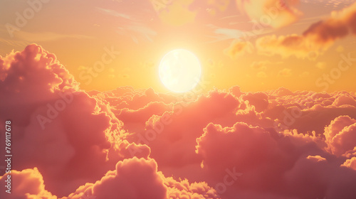 red sky clouds and sun sunset background