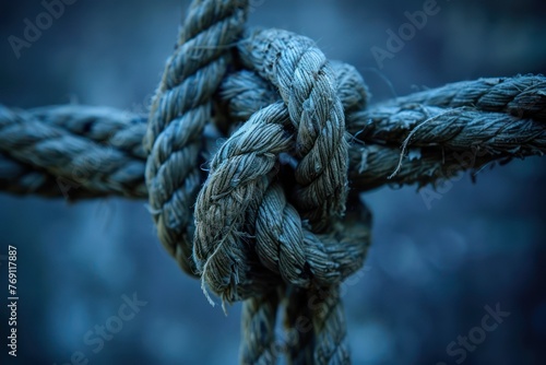 Close-up of a frayed noose made from a business tie