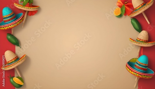 Cinco de Mayo holiday background banner with copy space created with generative ai.