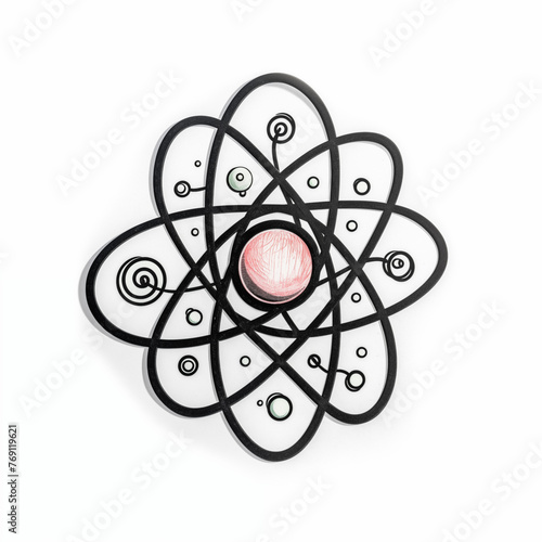 atom, sticker on white background