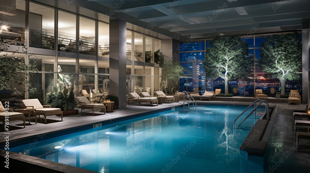 Luxury swimming pool.  elegant interior design