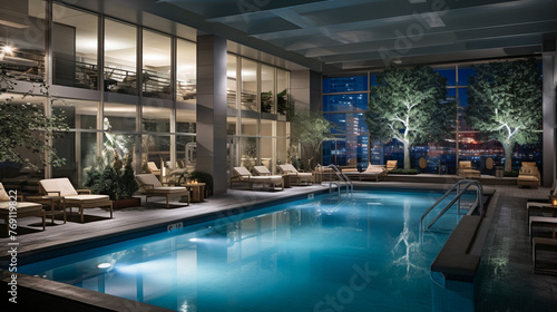 Luxury swimming pool.  elegant interior design © EwaStudio
