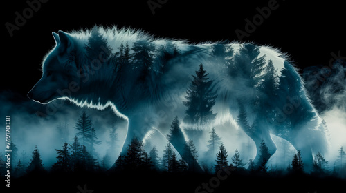 Majestic Wolf in Moonlit Forest