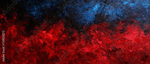  A painting with red, blue, and black hues, created using acrylic paint