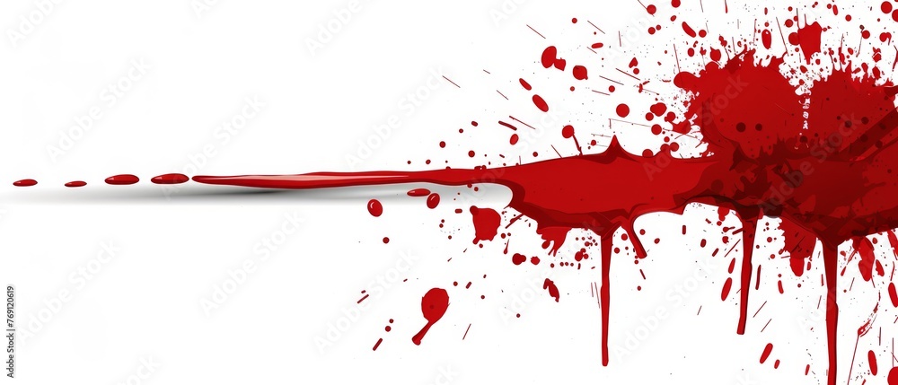 A blood-splattered white background featuring a red paint splatter on the left side of the image A blood-splattered white background featuring a red paint splatter on the left side of the image