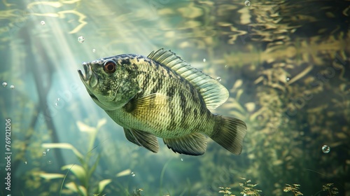 Crappie in Summer Lake created with Generative AI Technology, ai, generative