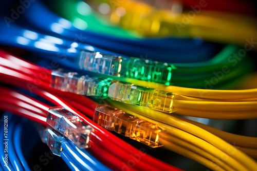 A Colorful Display of Organized Ethernet Cables Essential for Networking