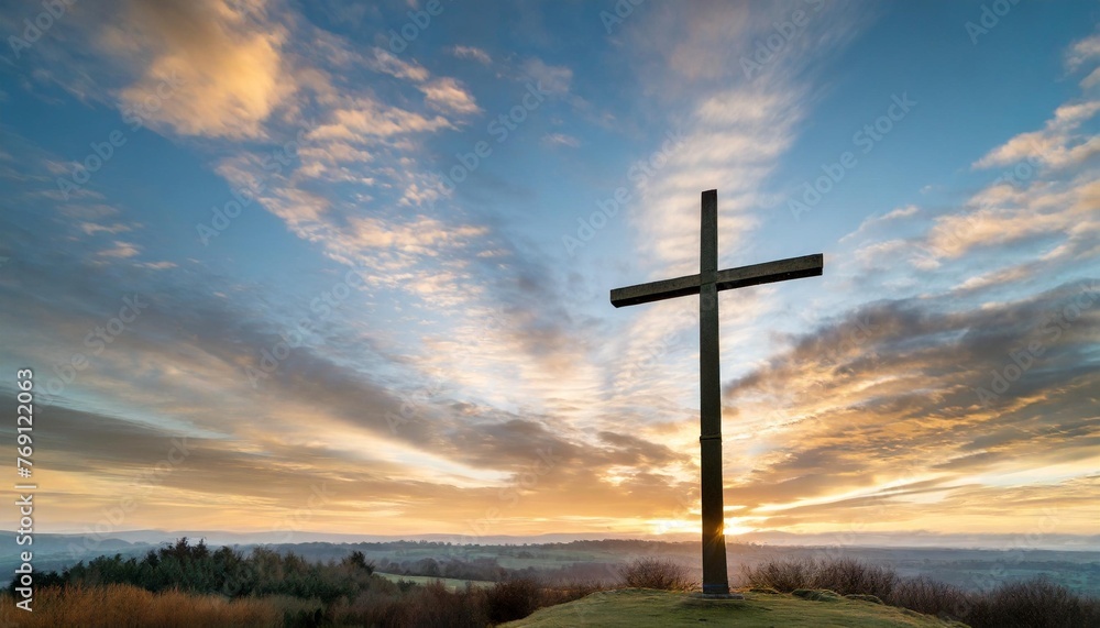 he is risen silhouette cross on beautiful sky sunset over bright he is risen silhouette cross on beautiful sky sunset over bright