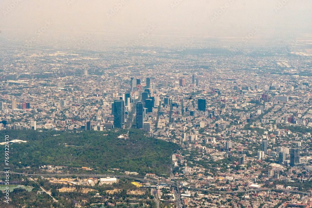 Aerial view of Mexico City CDMX featuring the Avenue De Reforma and the Parque De Chapultepec Aerial view of Mexico City CDMX featuring the Avenue De Reforma and the Parque De Chapultepec