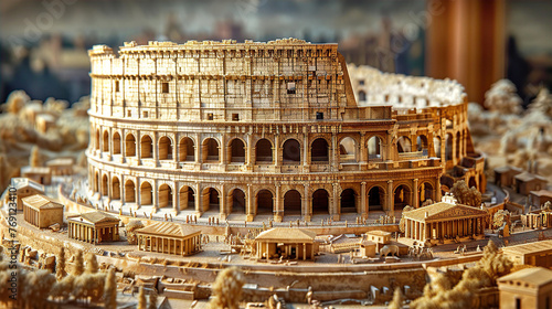 Ancient antique amphitheater model inspired by roman's classic architecture 