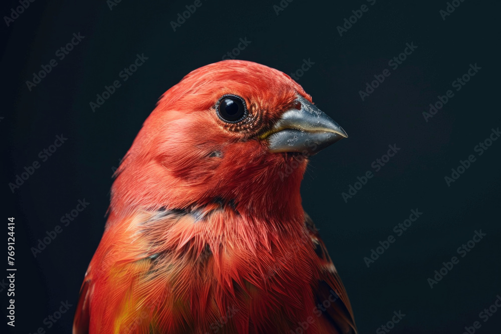 A purebred bird poses for a portrait in a studio with a solid color background during a pet photoshoot.
A purebred bird poses for a portrait in a studio with a solid color background during a pet photoshoot.