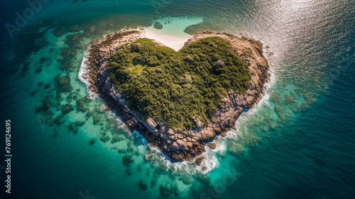 Paradise Island in the form of heart. AI Generated