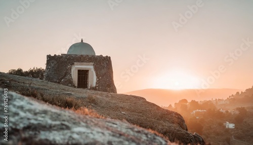 tomb in the rock background with selective focus and copy space