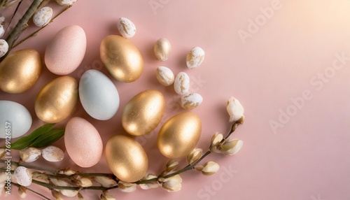 easter eggs on a pink background