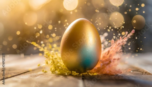 colorful easter egg with a vibrant splash of colors in a festive banner