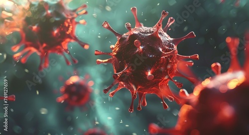 HIV Virus 3D Illustration in Medical Science Concept
