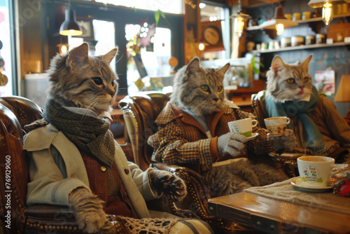 A cat enjoys a human-like gathering at a bar.