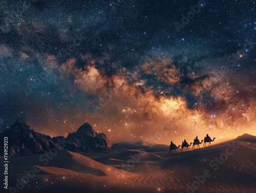 clear starry night of a beautiful desert landscape