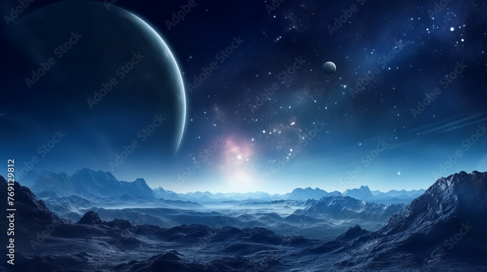 Blue Hues and Nebula Dreams in the Cosmos. Galactic Night. Stellar Dreamscape Blue Hues and Nebula Dreams in the Cosmos. Galactic Night. Stellar Dreamscape