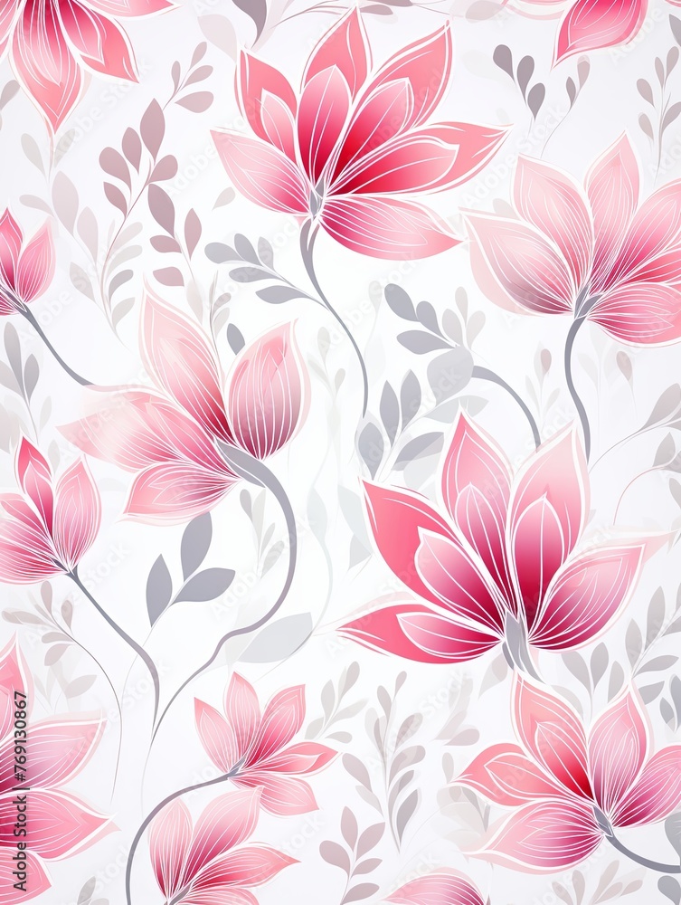 bright spring colors silver and white, pinknordic pattern white background 