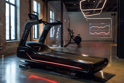 Smart Treadmill in a Modern Gym