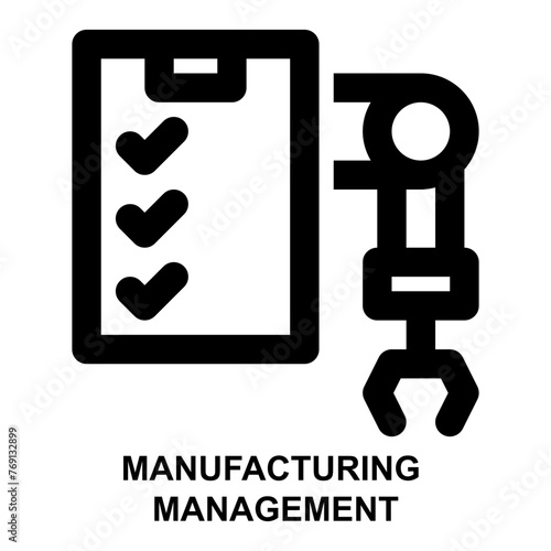 manufacturing, management, machine, testing, requirement, specification, production expanded outline style icon for web mobile app presentation printing