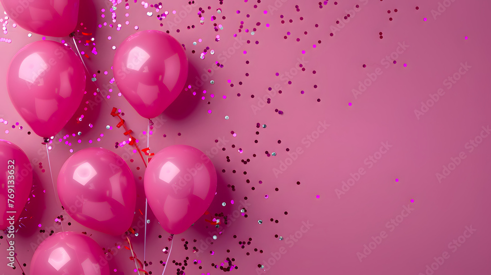Pink balloons composition background - Celebration design banner Pink balloons composition background - Celebration design banner
