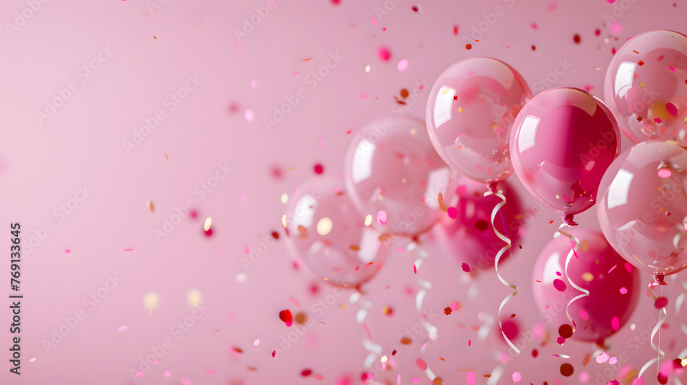 Pink balloons composition background - Celebration design banner Pink balloons composition background - Celebration design banner