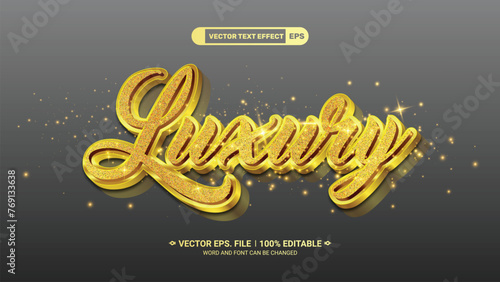 Editable 3d luxury gold fancy text style effect on glitter background