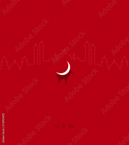 Eid Al Adha Mubarak creative concept. got and eid moon, Background for eid al adha for Ramadan and Eid celebration poster, Eid Mubarak creative design for social media post. photo