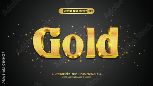 Gold editable 3d luxurious vector text style effect on shinny gold glitter background