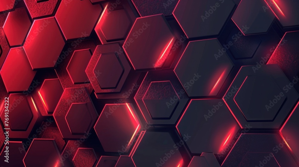 Abstract dark hexagon pattern on red neon background technology style. Modern futuristic geometric shape web banner design. Abstract dark hexagon pattern on red neon background technology style. Modern futuristic geometric shape web banner design.