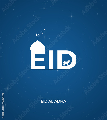Eid Al Adha Mubarak creative concept. got and mosque, Background for Ramadan and Eid celebration poster, Eid Mubarak creative design for social media post.