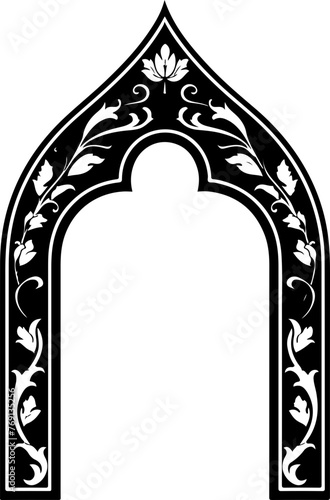A silhouette of a Mughal-inspired arch, ideal for backgrounds, frames, and architectural design elements.