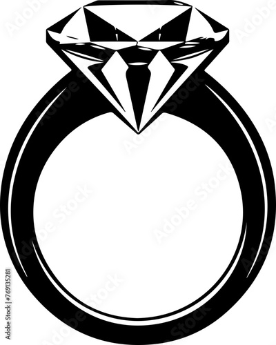 A high-contrast silhouette of an engagement ring, highlighting the classic beauty of a solitaire diamond.