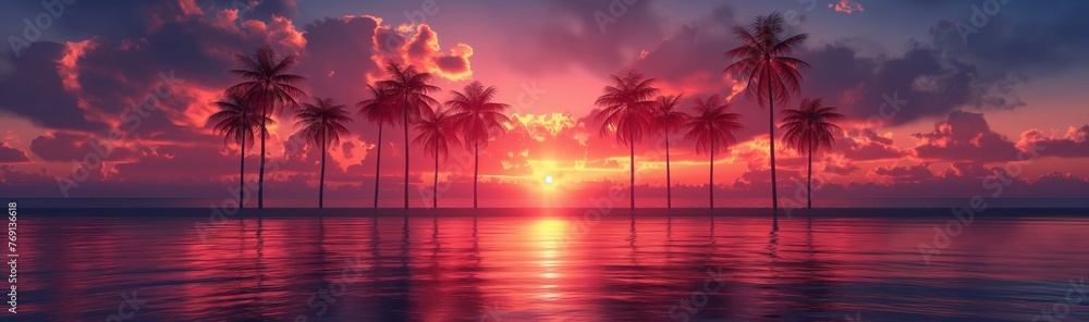 Beautiful Tropical Sunset created with Generative AI Technology, ai, generative