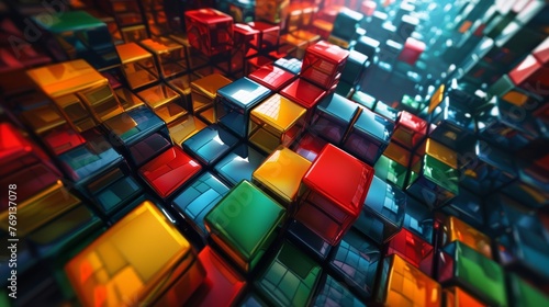 Vibrant Horizontal Banner Filled with Rubix Cubes Generative AI