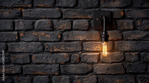 The brick wall background, brown, vintage shows a classic concept with shining lights