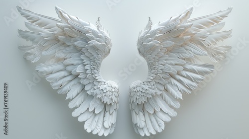 Award-Winning Stylist with Angel Wings on a Pure White Background Generative AI