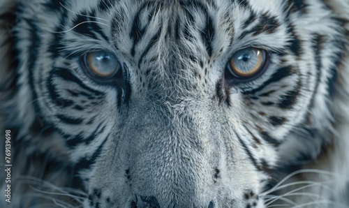 Close-up of a white tiger's face
