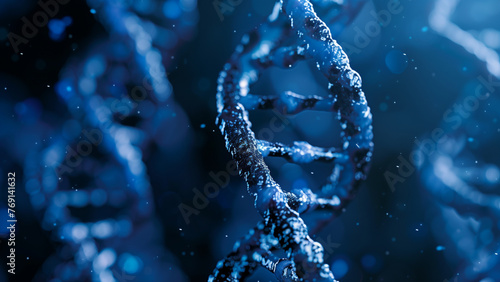 Genetic Code Revealed: Dark Blue Background with DNA Helix photo