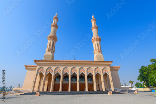 The Ahmed Ibn Hanbal Mosque at Cultural Square in the Al Riqa Suburb of of Sharjah, United Arab Emirates.