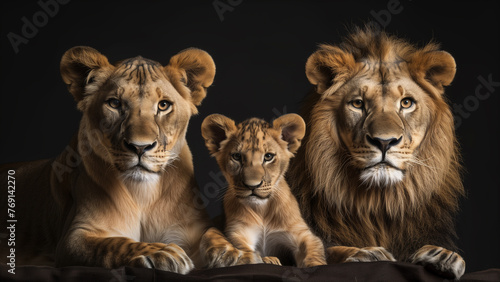 Majestic Creatures  Realistic Lion Family Portrait
